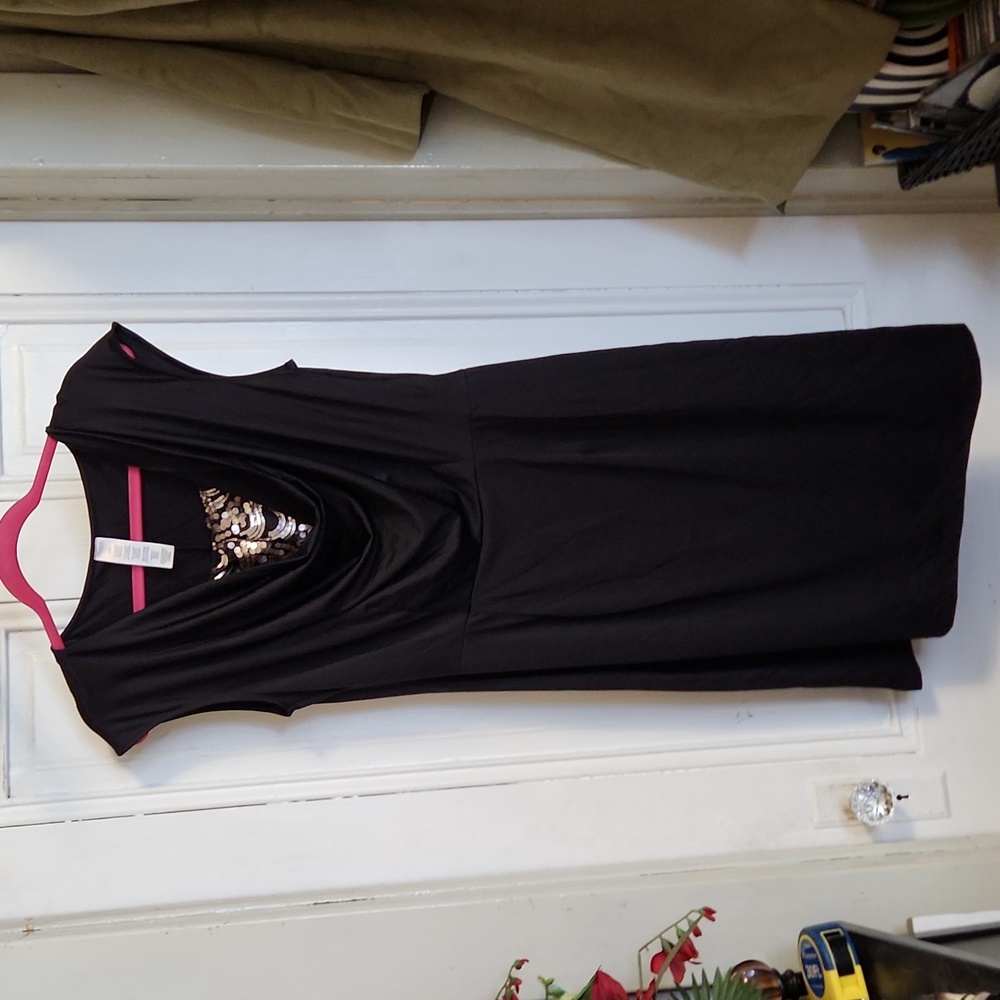 Black Dress with Sequin Cami Inset